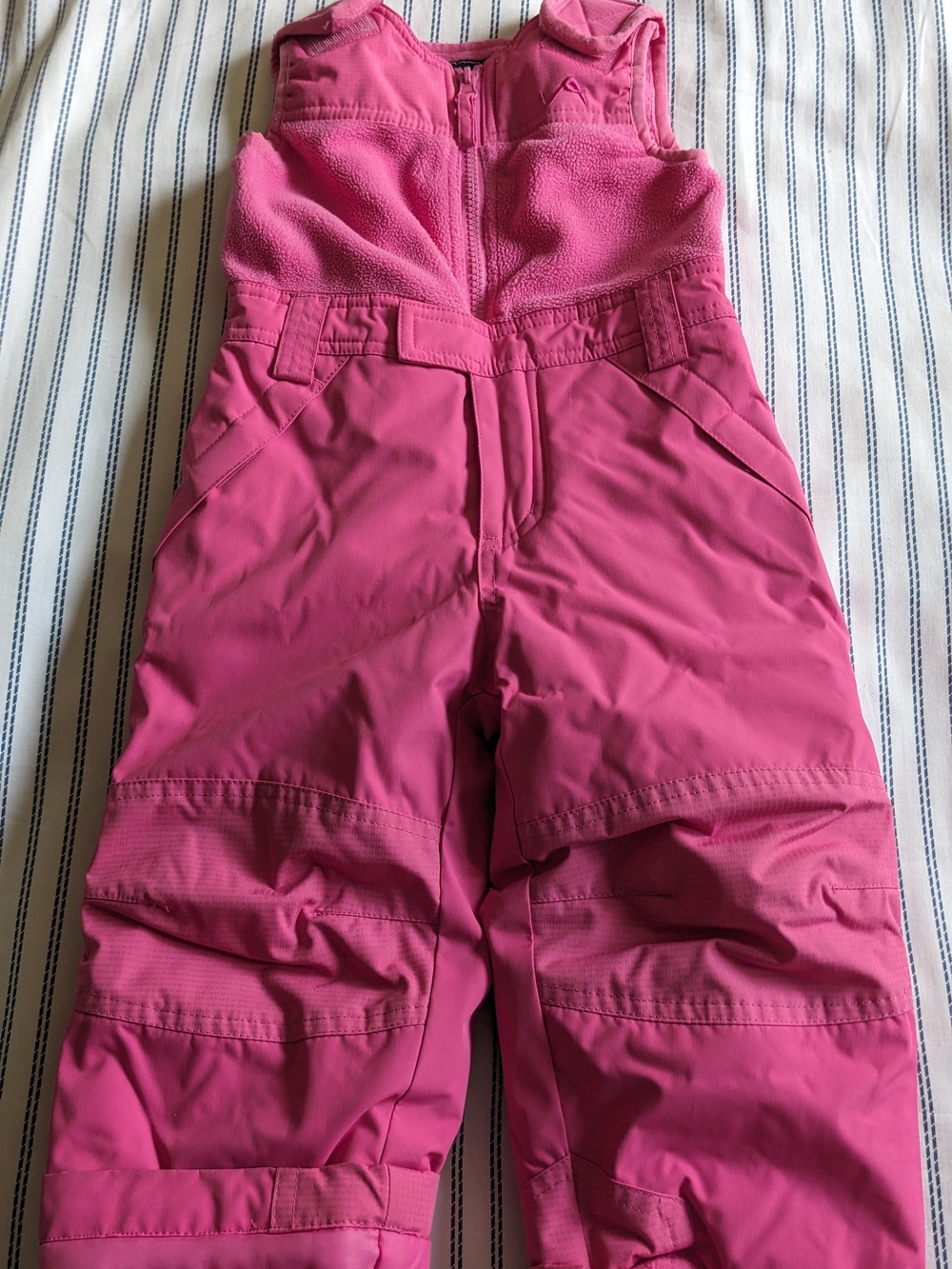 Girls' Bright Pink Insulated Snow Overalls with Fleece Bib